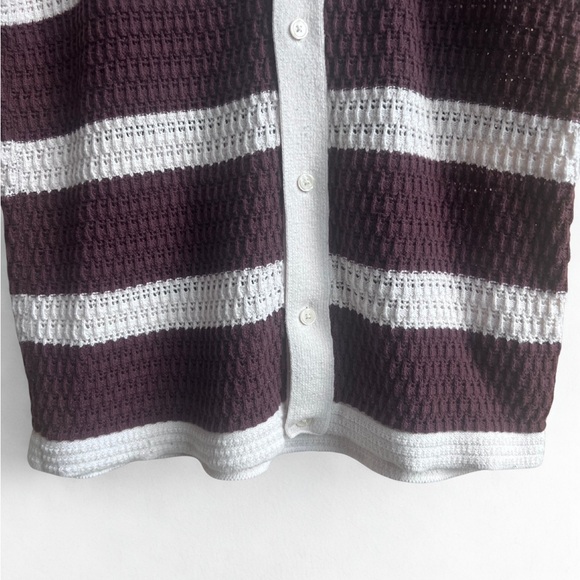 Abercrombie & Fitch Men's Crochet-Style Striped Button-Through Sweater Polo - M - Picture 6 of 6